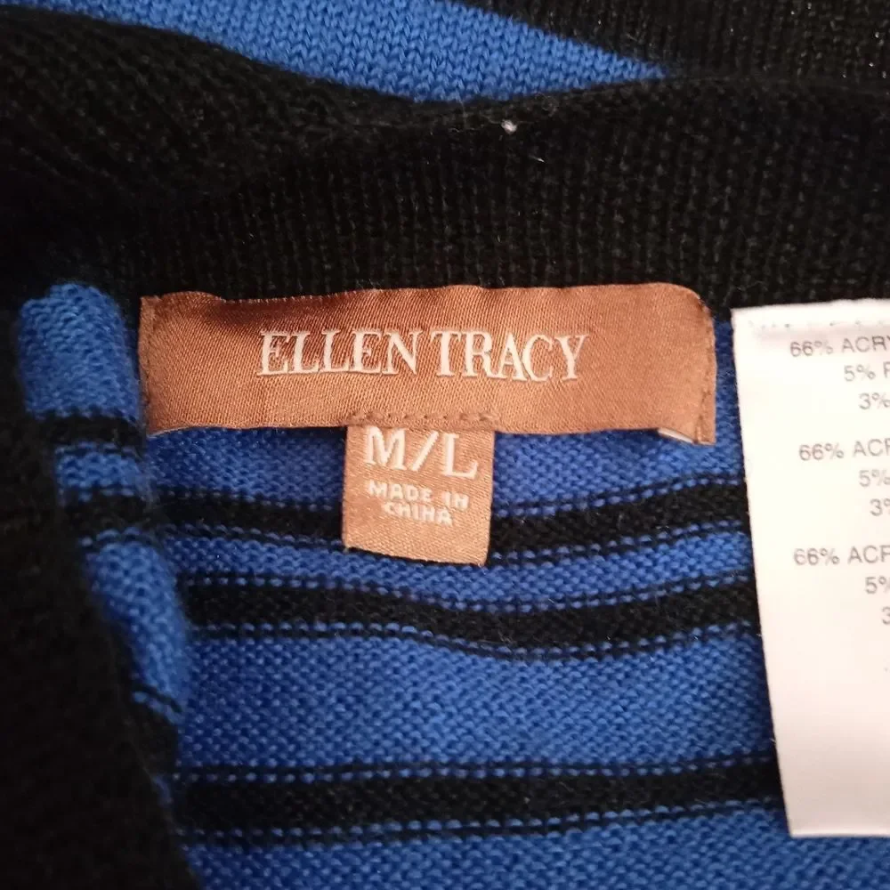 Ellen Tracy Blue and Black Shimmer  Pancho/ Shawl Size M/l